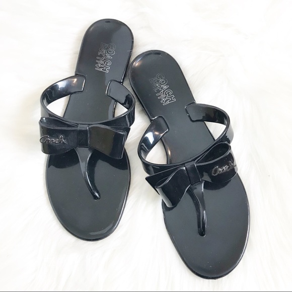 Coach Shoes - COACH Black ‘Pretty’ Jelly Bow Flip Flop Sandals 7